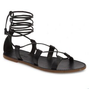 NWOT Madewell size 9 black lace up leather Boardwalk sandals